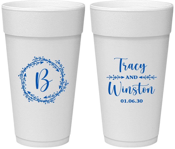 Personalized Wedding 24 oz Foam Cups - Monogram | 804