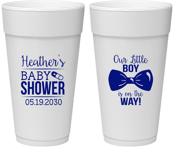 Personalized Baby Shower 24 oz Foam Cups - Little Boy Is On The Way | 90005