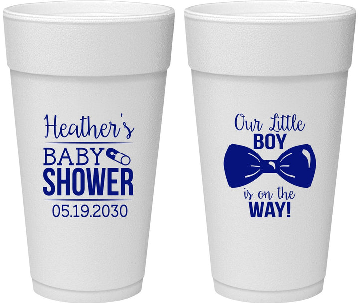 Personalized Baby Shower 24 oz Foam Cups - Little Boy Is On The Way | 90005