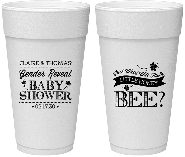 Personalized Baby Shower 24 oz Foam Cups - Little Honey Bee | 90018