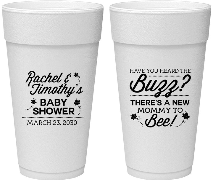 Personalized Baby Shower 24 oz Foam Cups - Mommy To Bee | 90019