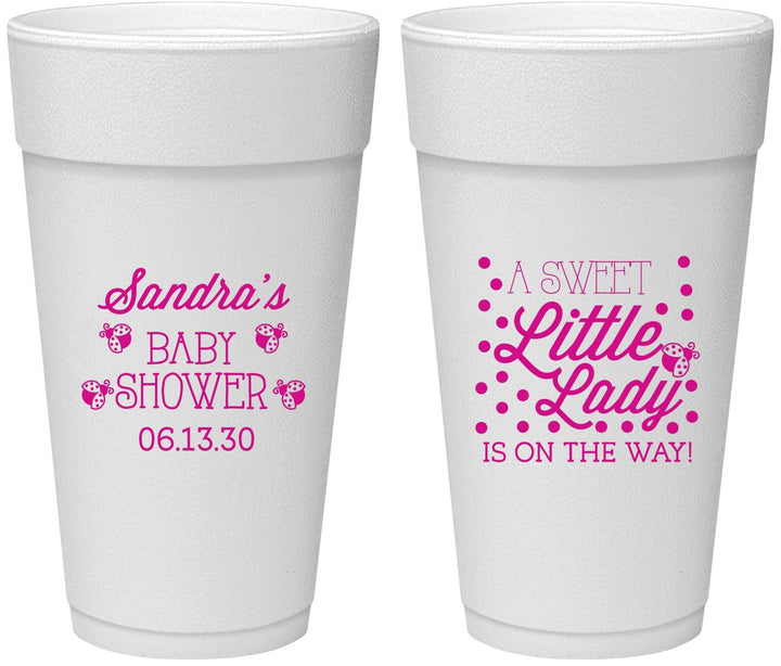 Personalized Baby Shower 24 oz Foam Cups - Sweet Little Lady | 90024