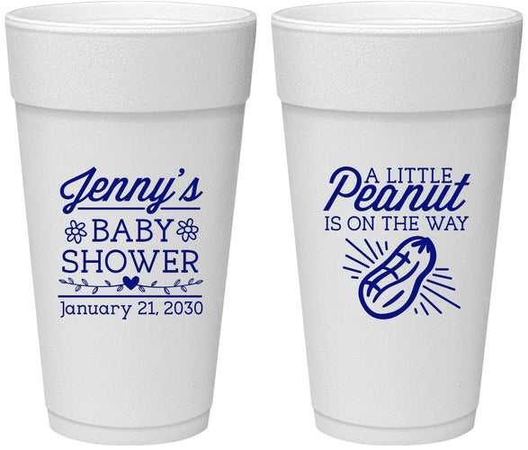 Personalized Baby Shower 24 oz Foam Cups - Peanut On The Way | 90025