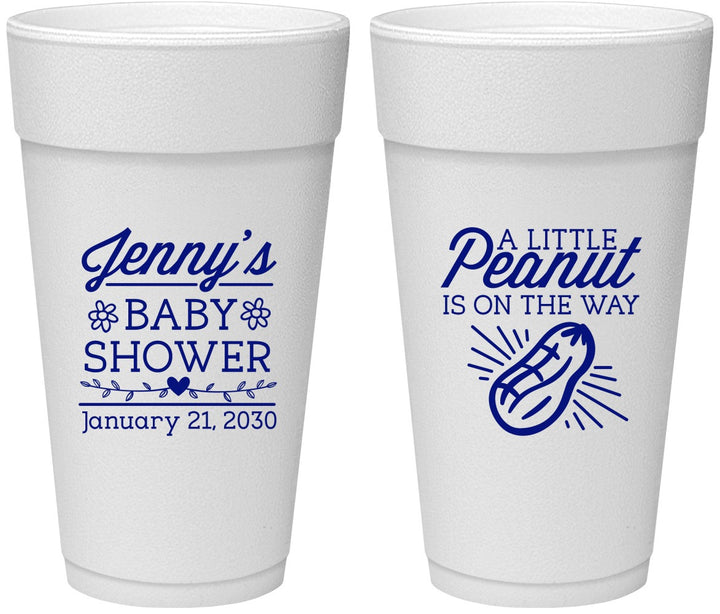 Personalized Baby Shower 24 oz Foam Cups - Peanut On The Way | 90025