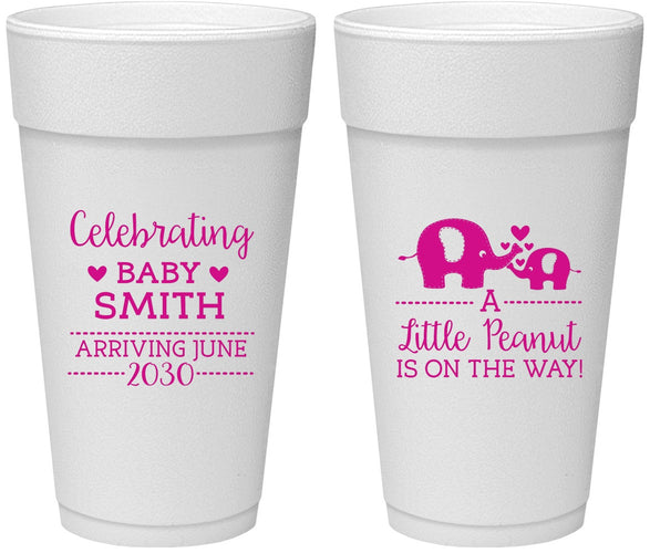 Personalized Baby Shower 24 oz Foam Cups - Peanut On The Way | 90027