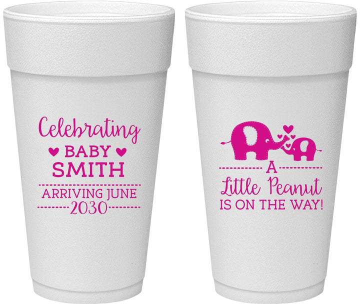 Personalized Baby Shower 24 oz Foam Cups - Peanut On The Way | 90027