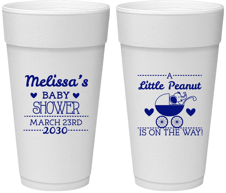 Personalized Baby Shower 24 oz Foam Cups - Peanut On The Way | 90028