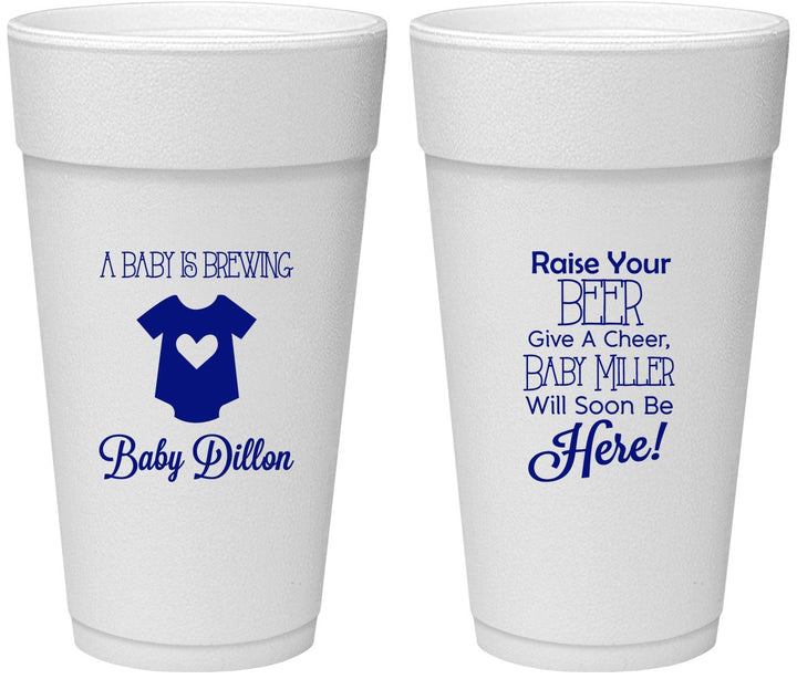 Personalized Baby Shower 24 oz Foam Cups - Baby Is Brewing | 90041