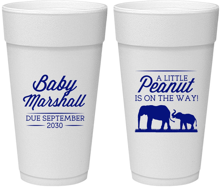 Personalized Baby Shower 24 oz Foam Cups - Peanut On The Way | 90062
