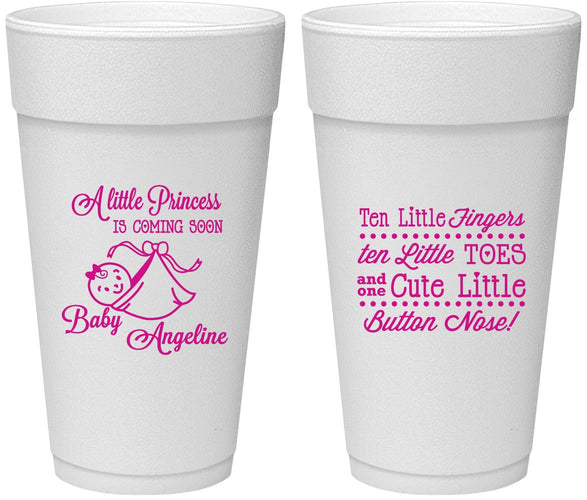 Personalized Baby Shower 24 oz Foam Cups - Little Princess | 90066
