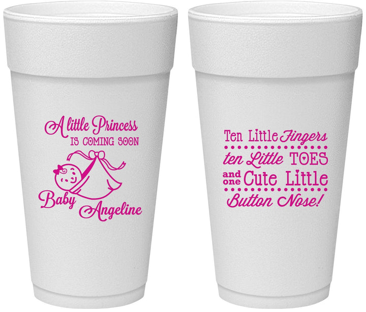 Personalized Baby Shower 24 oz Foam Cups - Little Princess | 90066