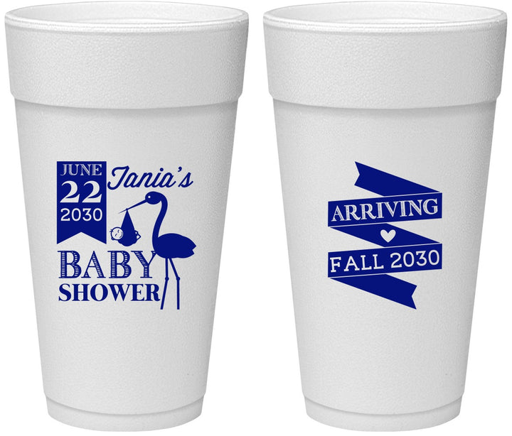 Personalized Baby Shower 24 oz Foam Cups - Stork | 90073