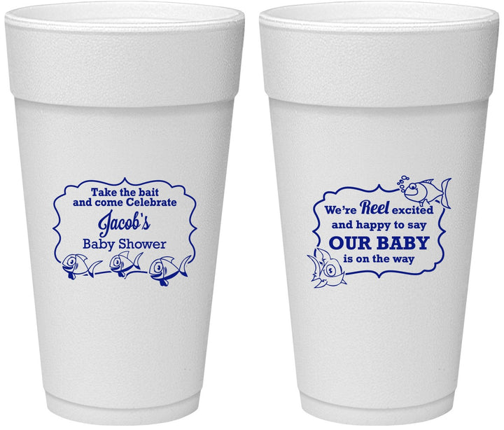 Personalized Baby Shower 24 oz Foam Cups - Fish | 90075