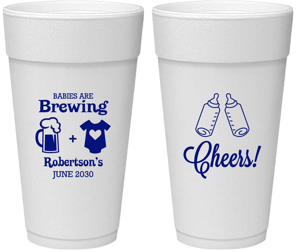 Personalized Baby Shower 24 oz Foam Cups - Babies Are Brewing | 90080