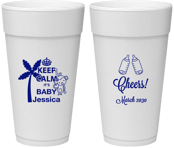 Personalized Baby Shower 24 oz Foam Cups - Baby Monkey | 90082