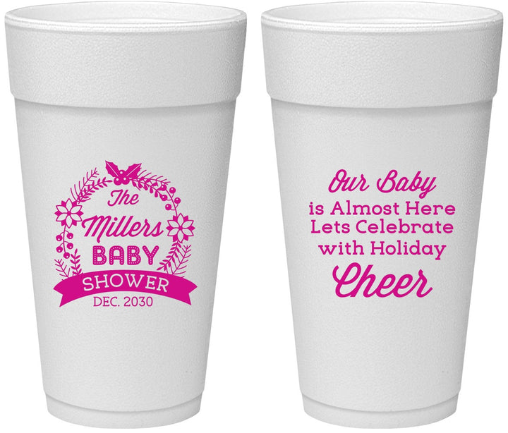 Personalized Baby Shower 24 oz Foam Cups - Holiday | 90086