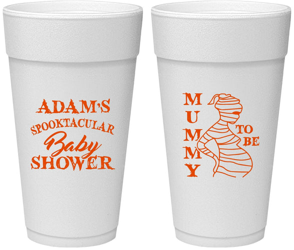 Personalized Baby Shower 24 oz Foam Cups - Mummy To Be Halloween | 90087