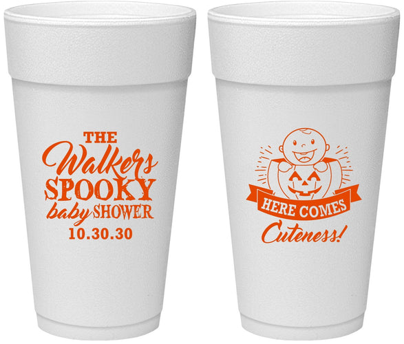 Personalized Baby Shower 24 oz Foam Cups - Cuteness Halloween | 90089