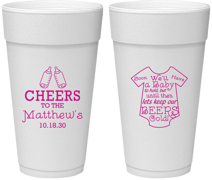 Personalized Baby Shower 24 oz Foam Cups - Bottle | 90094