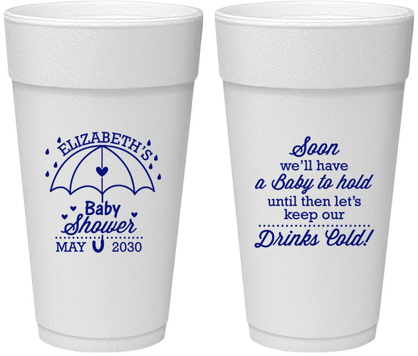 Personalized Baby Shower 24 oz Foam Cups - April Showers May Babies | 90098