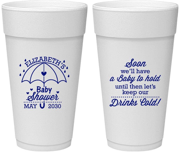 Personalized Baby Shower 24 oz Foam Cups - April Showers May Babies | 90098