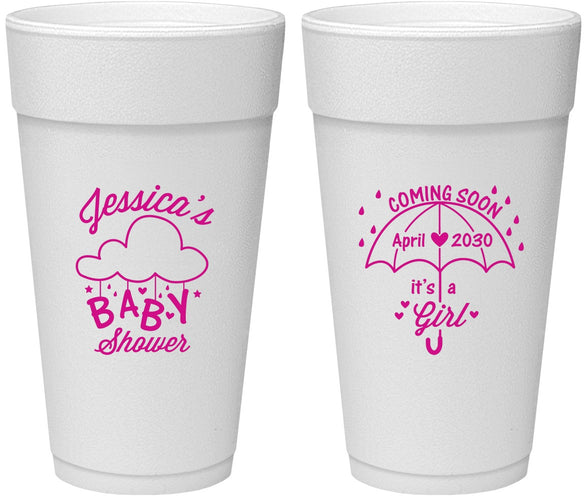 Personalized Baby Shower 24 oz Foam Cups - April Showers May Babies | 90099