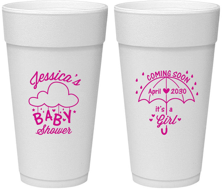 Personalized Baby Shower 24 oz Foam Cups - April Showers May Babies | 90099