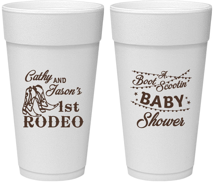 Personalized Baby Shower 24 oz Foam Cups - Rodeo Boot Scootin | 90103