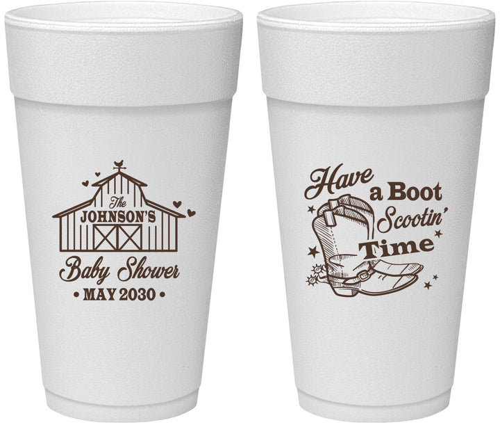 Personalized Baby Shower 24 oz Foam Cups - Farm Country | 90107