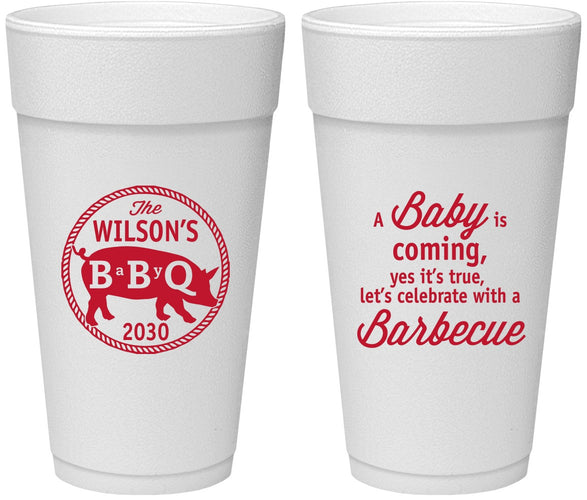 Personalized Baby Shower 24 oz Foam Cups - Bbq | 90110