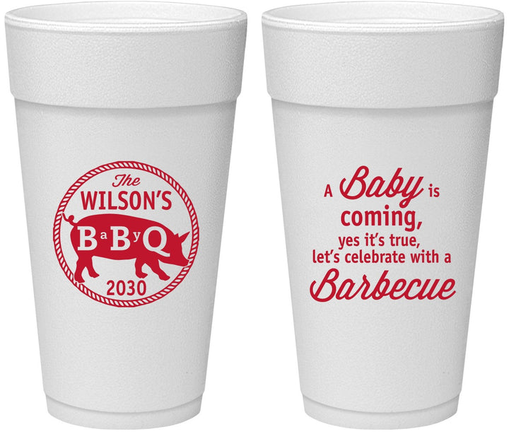 Personalized Baby Shower 24 oz Foam Cups - Bbq | 90110