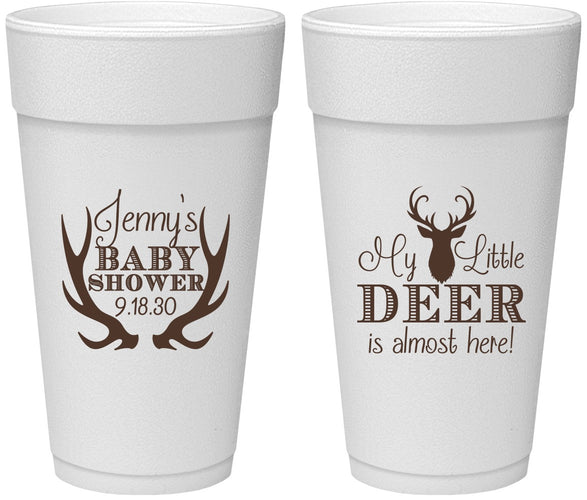 Personalized Baby Shower 24 oz Foam Cups - My Little Deer | 90124