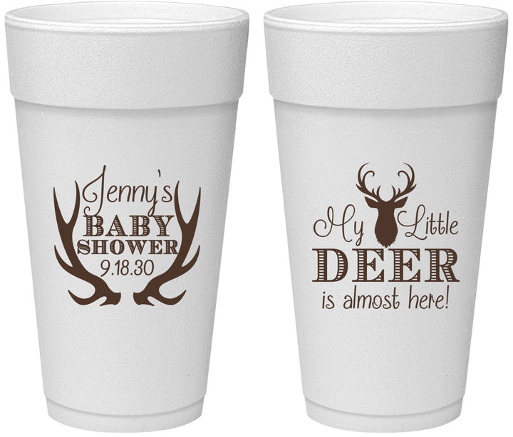 Personalized Baby Shower 24 oz Foam Cups - My Little Deer | 90124