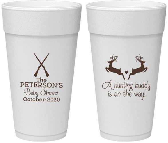 Personalized Baby Shower 24 oz Foam Cups - Hunting Buddy | 90125