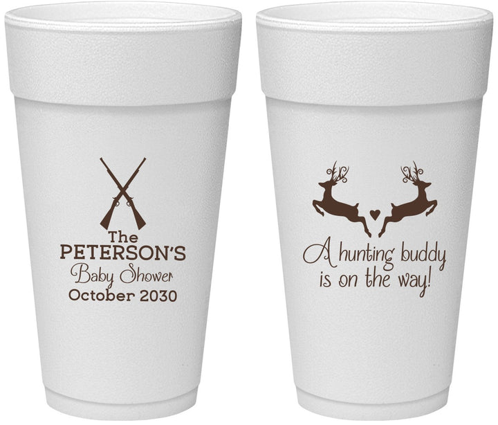 Personalized Baby Shower 24 oz Foam Cups - Hunting Buddy | 90125