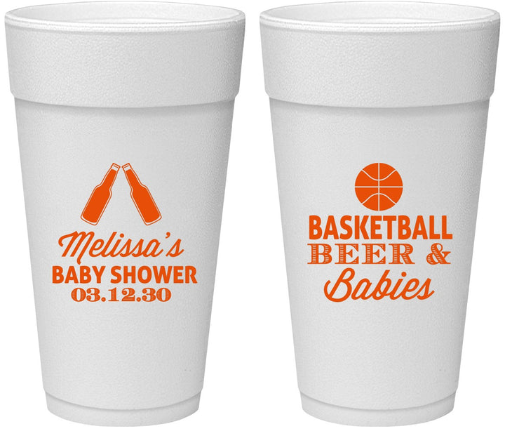 Personalized Baby Shower 24 oz Foam Cups - Basketball Beer Babies | 90134