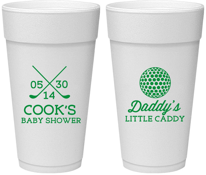 Personalized Baby Shower 24 oz Foam Cups - Golf Little Caddy | 90135