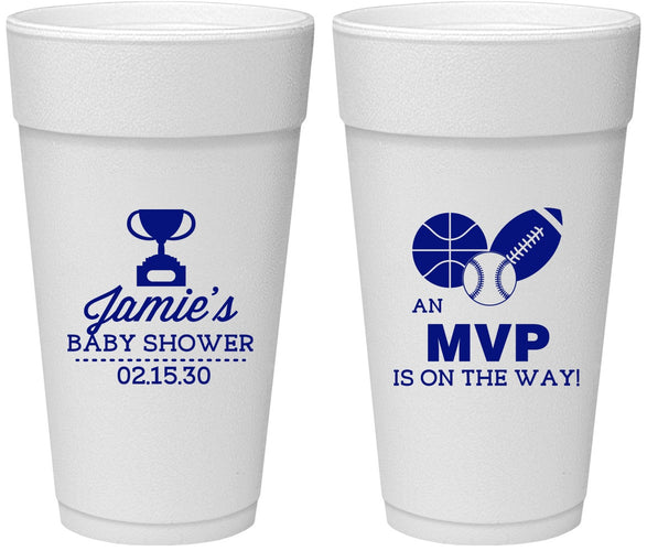 Personalized Baby Shower 24 oz Foam Cups - Sports Mvp | 90141