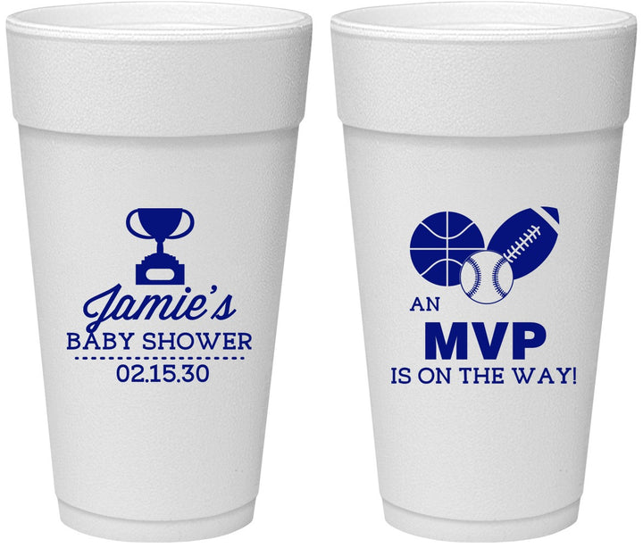 Personalized Baby Shower 24 oz Foam Cups - Sports Mvp | 90141