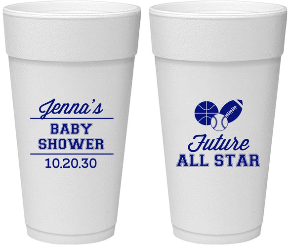 Personalized Baby Shower 24 oz Foam Cups - Future All Star | 90146