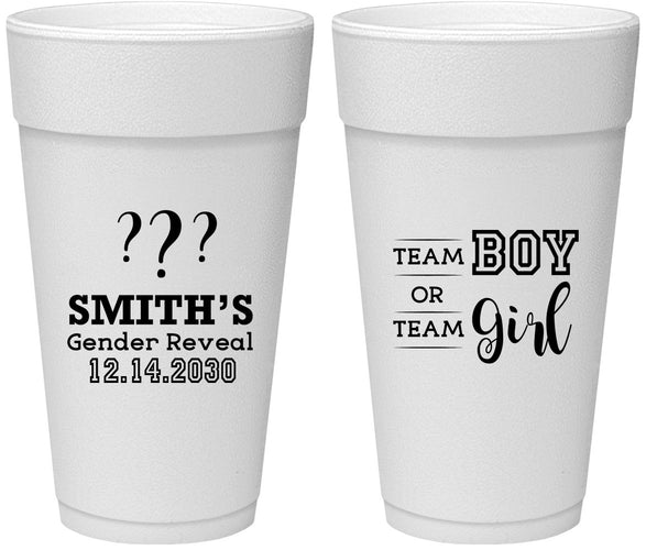Personalized Baby Shower 24 oz Foam Cups - Gender Reveal | 90150