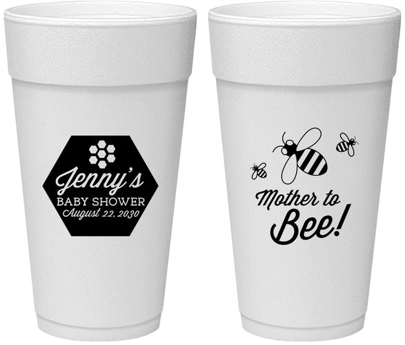 Personalized Baby Shower 24 oz Foam Cups - Mother To Bee | 90153