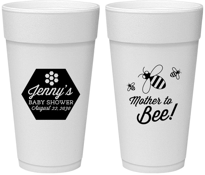 Personalized Baby Shower 24 oz Foam Cups - Mother To Bee | 90153