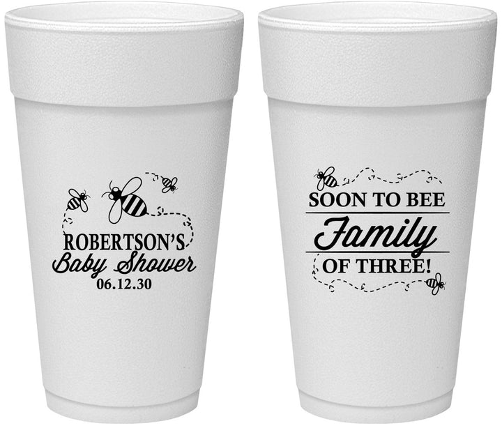 Personalized Baby Shower 24 oz Foam Cups - Bee Family | 90155