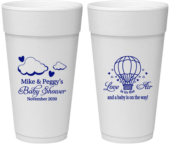 Personalized Baby Shower 24 oz Foam Cups - Love Is In The Air | 90163
