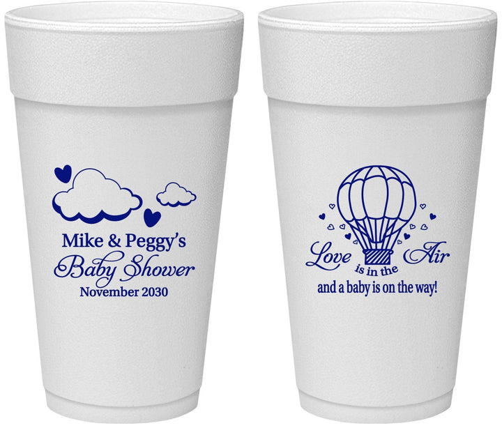 Personalized Baby Shower 24 oz Foam Cups - Love Is In The Air | 90163