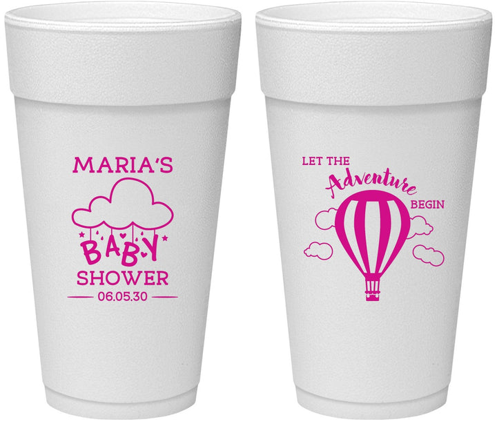 Personalized Baby Shower 24 oz Foam Cups - Hot Air Balloon | 90164