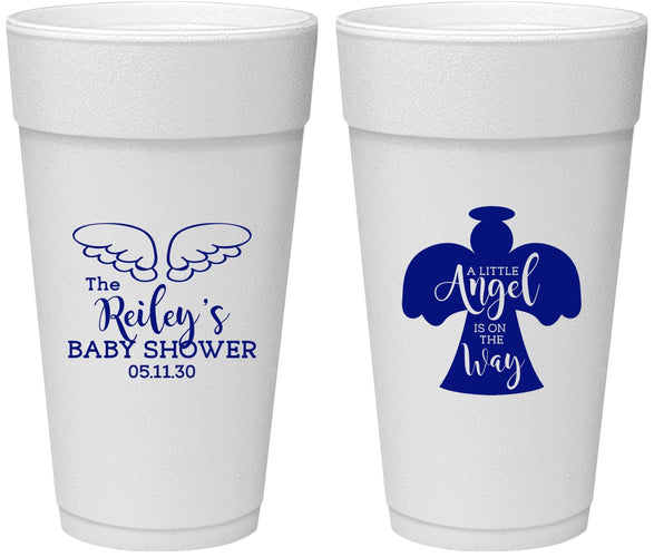 Personalized Baby Shower 24 oz Foam Cups - Angel On The Way | 90165