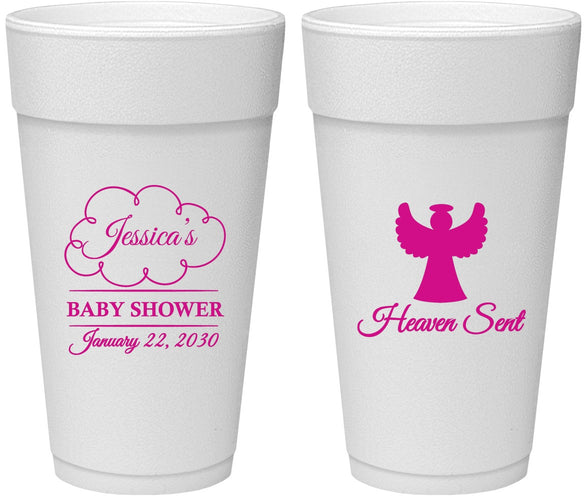 Personalized Baby Shower 24 oz Foam Cups - Heaven Sent | 90166