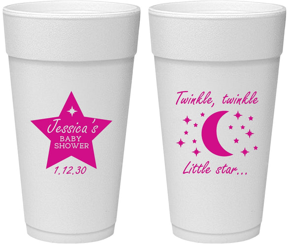 Personalized Baby Shower 24 oz Foam Cups - Twinkle Twinkle Little Star | 90168